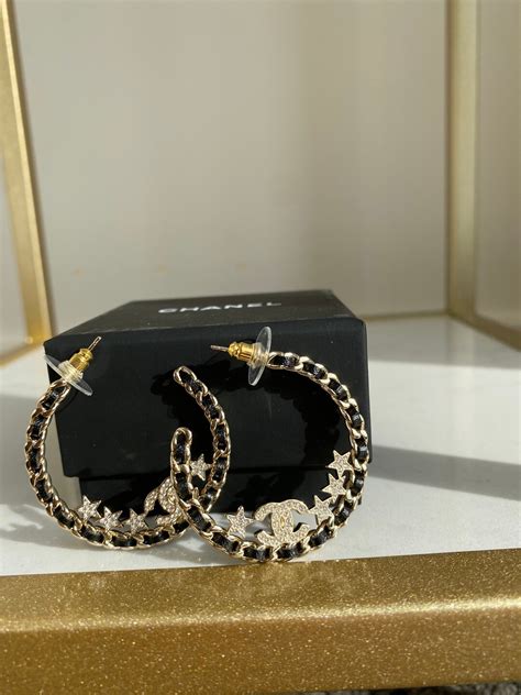 chanel earrings replica ebay|vintage Chanel hoop earrings.